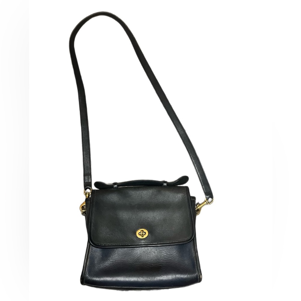 Midnight Blue Vintage Coach turn lock crossbody purse